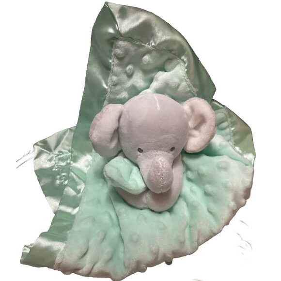 Carter's Lovey Elephant Security Blanket Sweet Little One Mint Green Satin Trim - Picture 3 of 9
